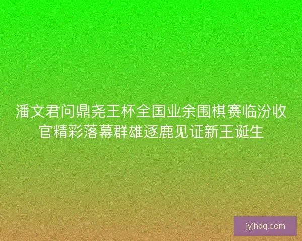潘文君问鼎尧王杯全国业余围棋赛临汾收官精彩落幕群雄逐鹿见证新王诞生 潘文君问鼎尧王杯全国业余围棋赛临汾收官精彩落幕群雄逐鹿见证新王诞生